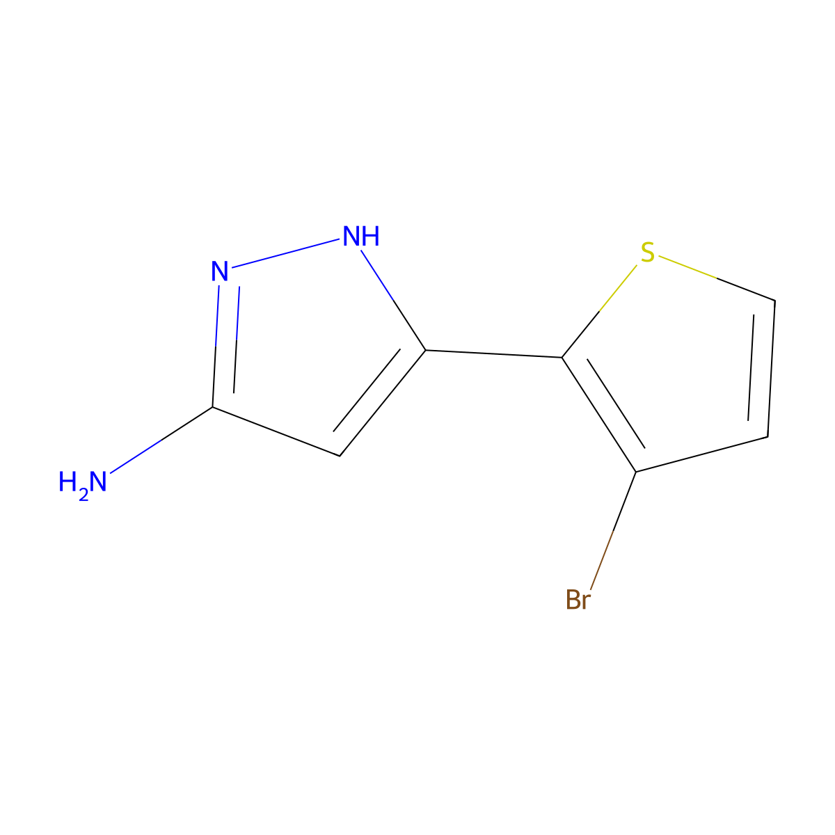 5-(3-bromothiophen-2-yl)-1H-pyrazol-3-amine molecular structure, CAS 1347127-07-4