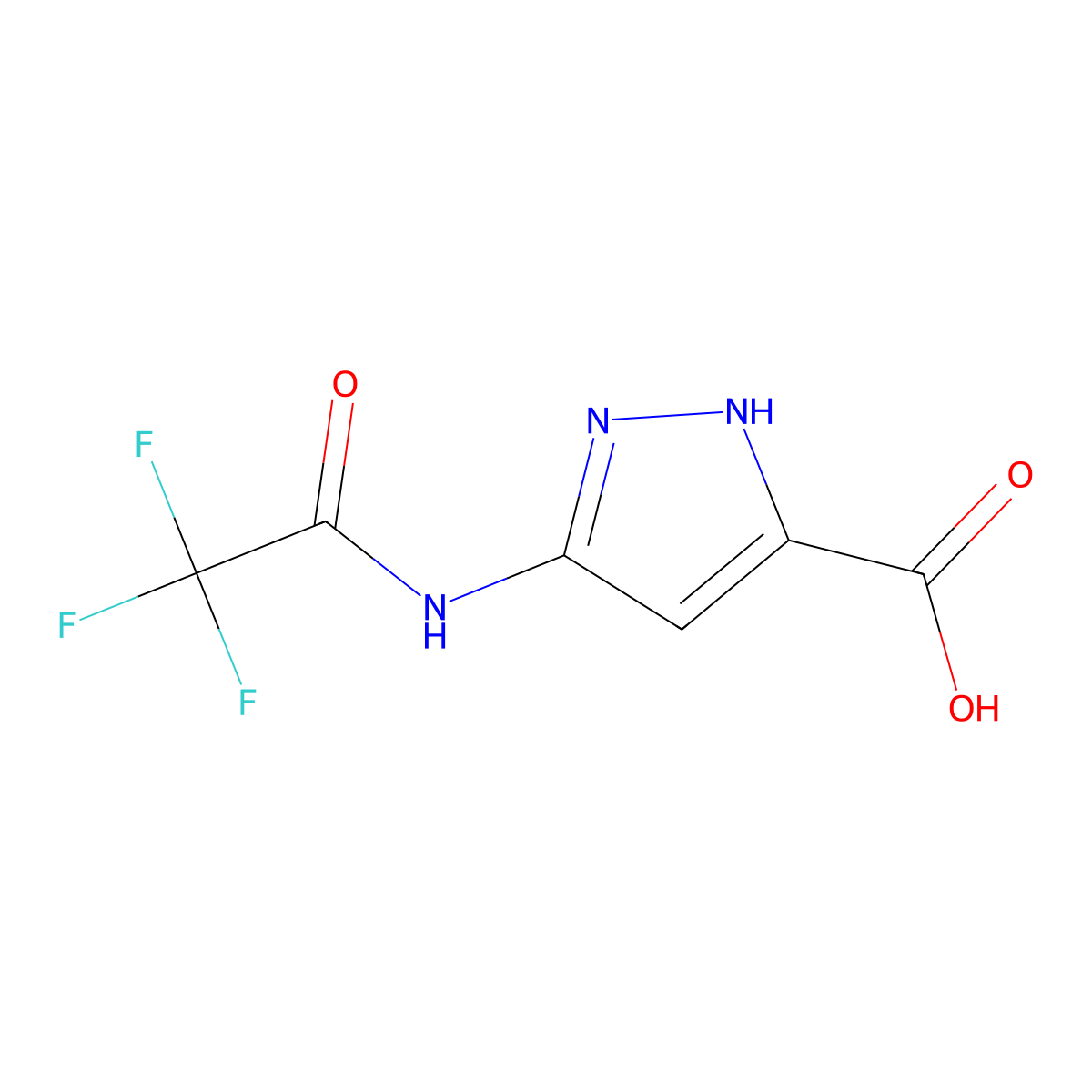 3-(trifluoroacetamido)-1H-pyrazole-5-carboxylic acid molecular structure, CAS 1347130-86-2