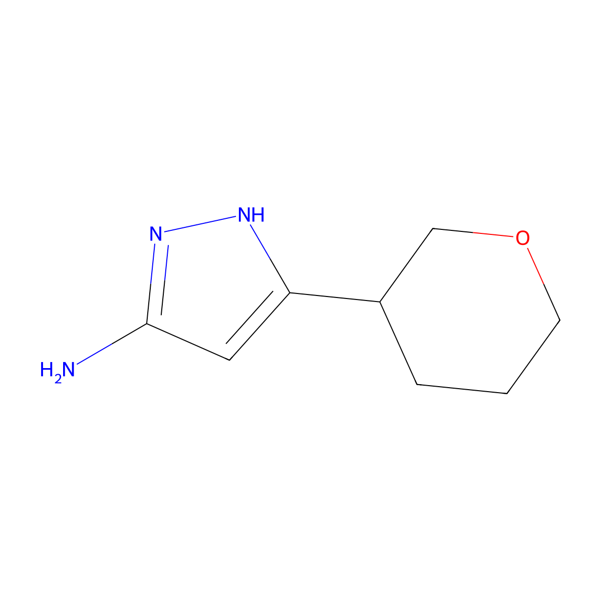 5-(oxan-3-yl)-1H-pyrazol-3-amine molecular structure, CAS 1347138-21-9