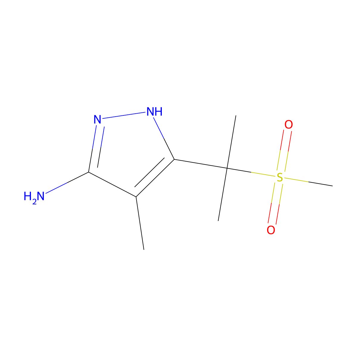 3-(2-methanesulfonylpropan-2-yl)-4-methyl-1H-pyrazol-5-amine molecular structure, CAS 1347139-13-2