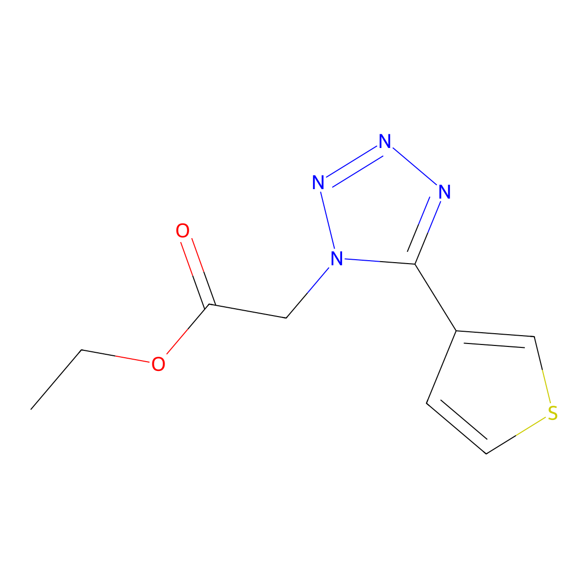 ethyl 2-[5-(thiophen-3-yl)-1H-1,2,3,4-tetrazol-1-yl]acetate molecular structure, CAS 134718-10-8