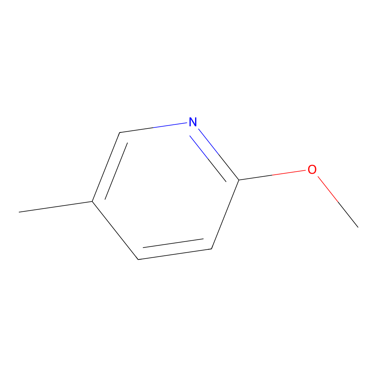 Pyridine, 2-methoxy-5-methyl- molecular structure, CAS 13472-56-5