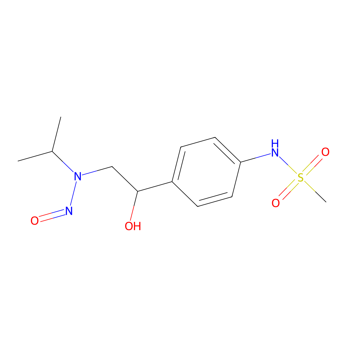 N-(4-(1-hydroxy-2-(nitroso(propan-2-yl)amino)ethyl)phenyl)methanesulfonamide molecular structure, CAS 134720-07-3