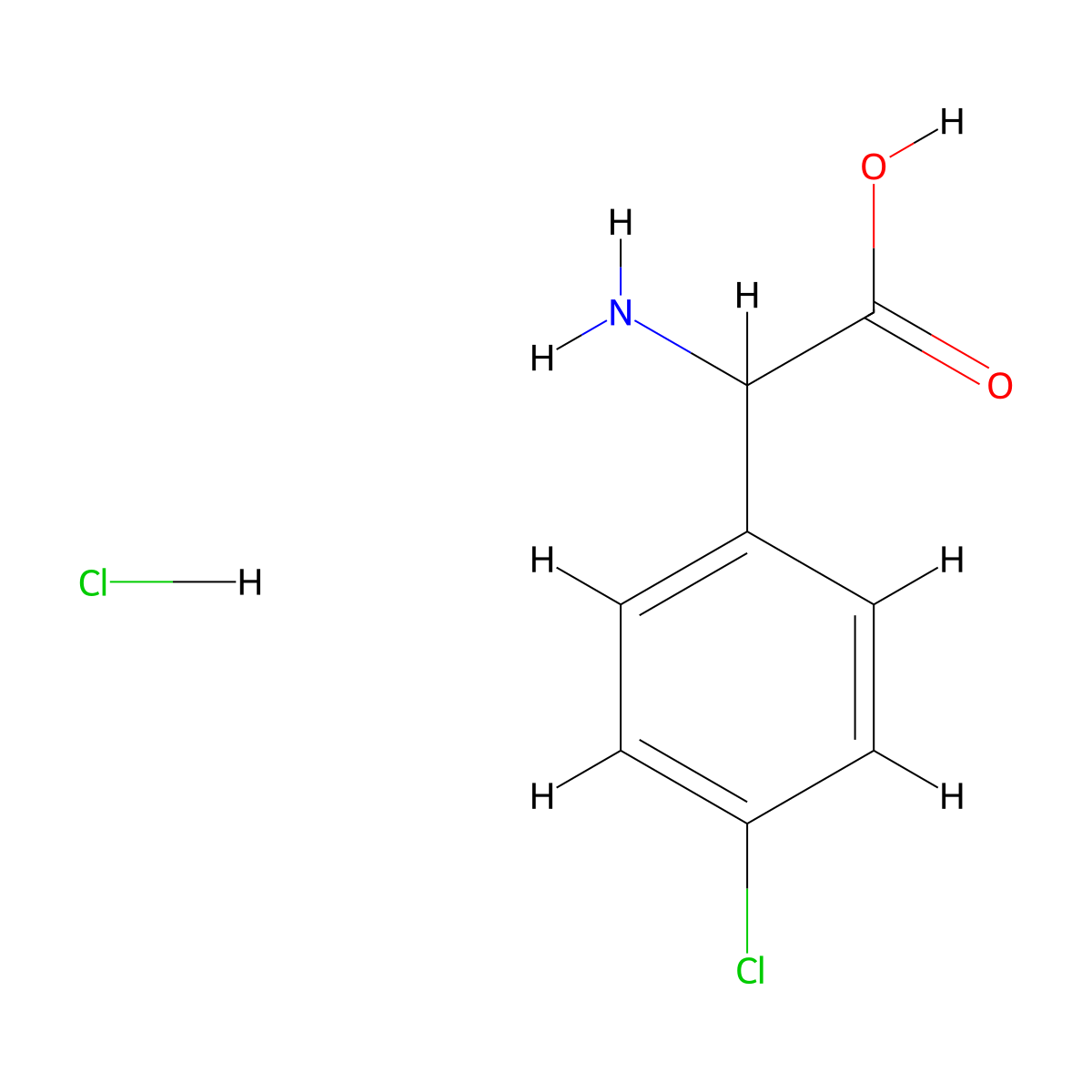 2-Amino-2-(4-chlorophenyl)acetic acid hydrochloride molecular structure, CAS 134722-08-0