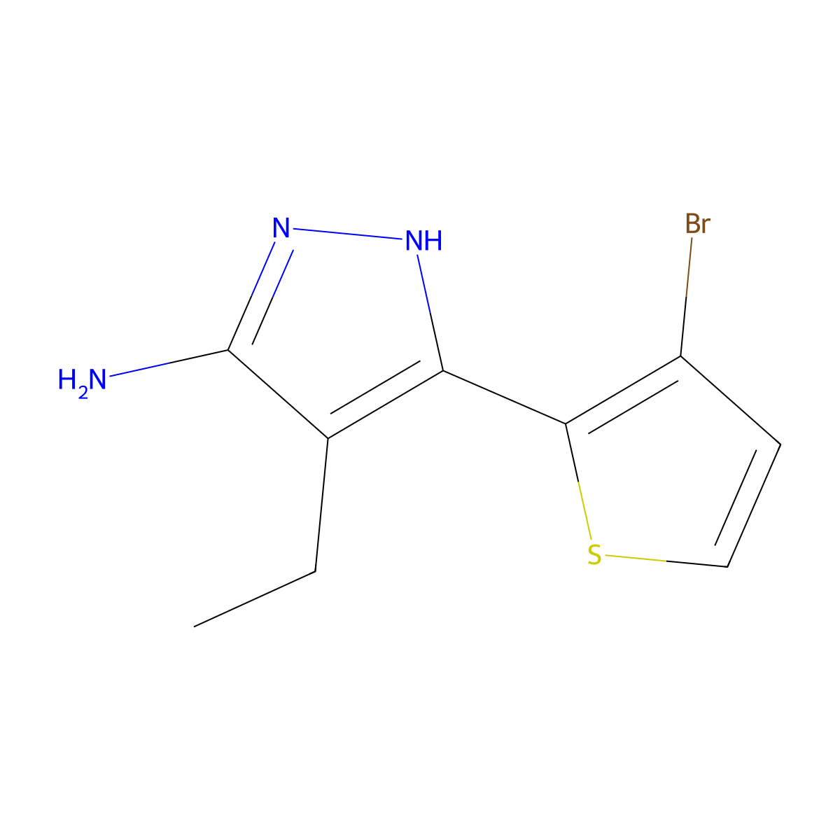 3-(3-bromothiophen-2-yl)-4-ethyl-1H-pyrazol-5-amine molecular structure, CAS 1347231-89-3