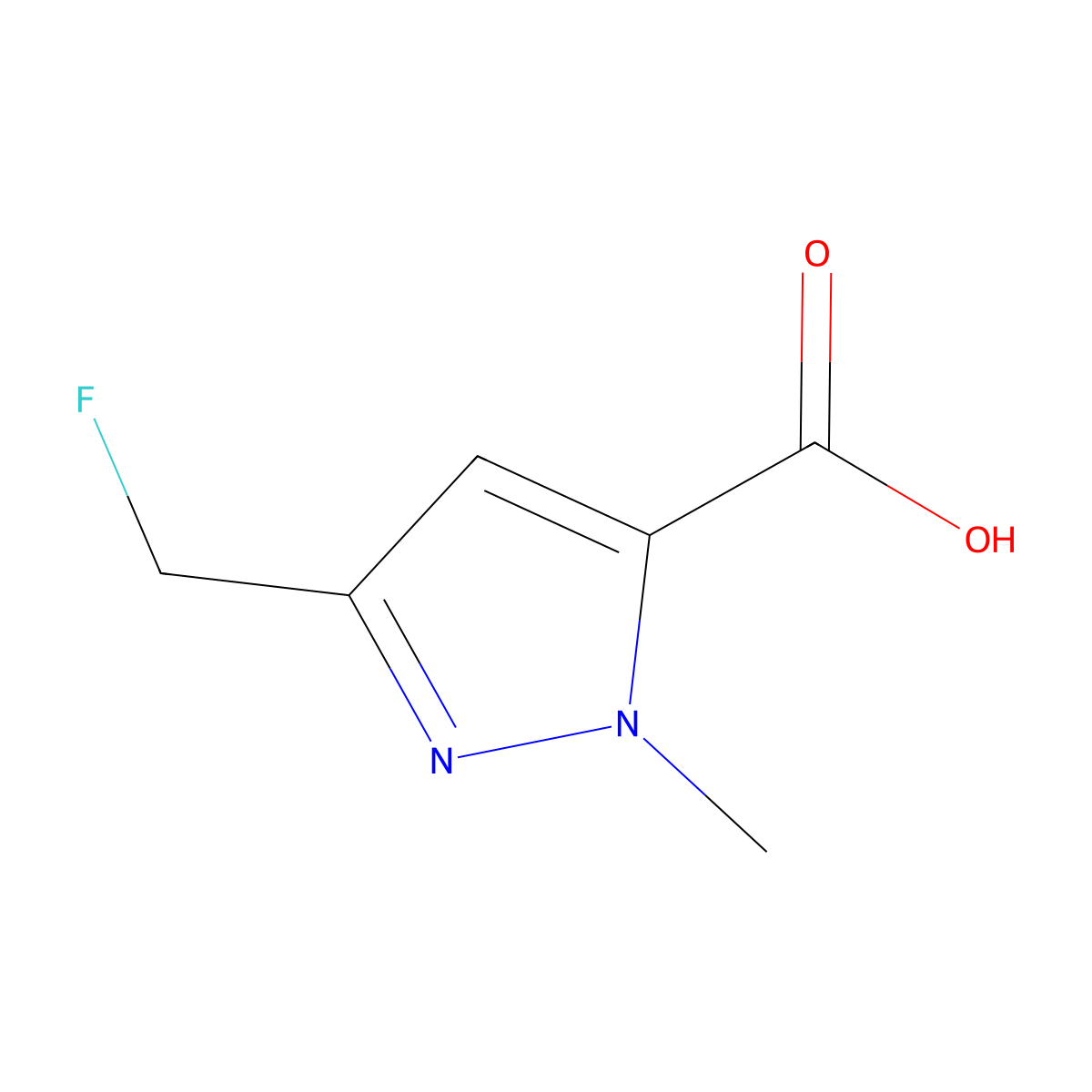 3-(fluoromethyl)-1-methyl-1H-pyrazole-5-carboxylic acid molecular structure, CAS 1347255-92-8