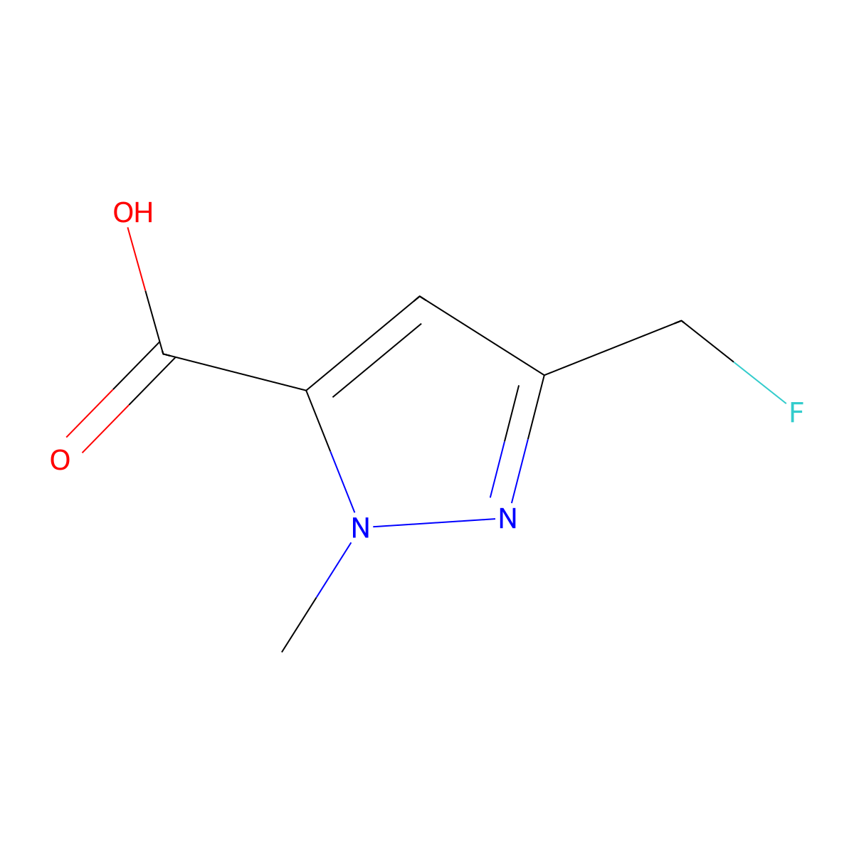 3-(fluoromethyl)-1-methyl-1H-pyrazole-5-carboxylic acid molecular structure, CAS 1347255-92-8