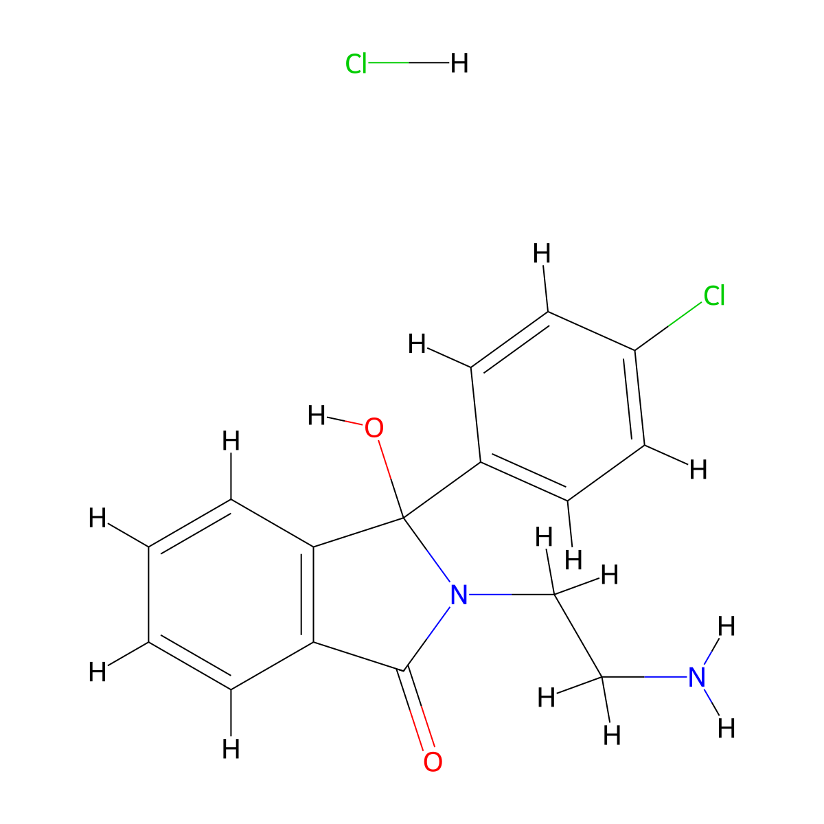 2-(2-Aminoethyl)-3-(4-chlorophenyl)-3-hydroxyphthalimidine Hydrochloride (Mazindol Metabolite) molecular structure, CAS 13473-53-5