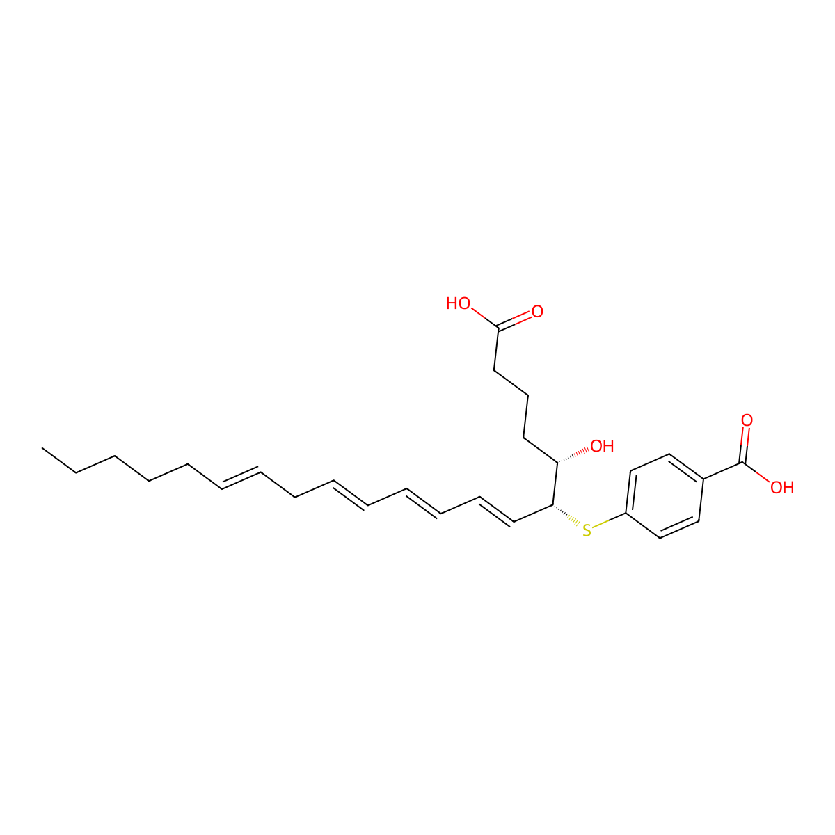 4-[(1-Carboxy-4-hydroxynonadeca-6,8,10,13-tetraen-5-YL)sulfanyl]benzoic acid molecular structure, CAS 134733-55-4