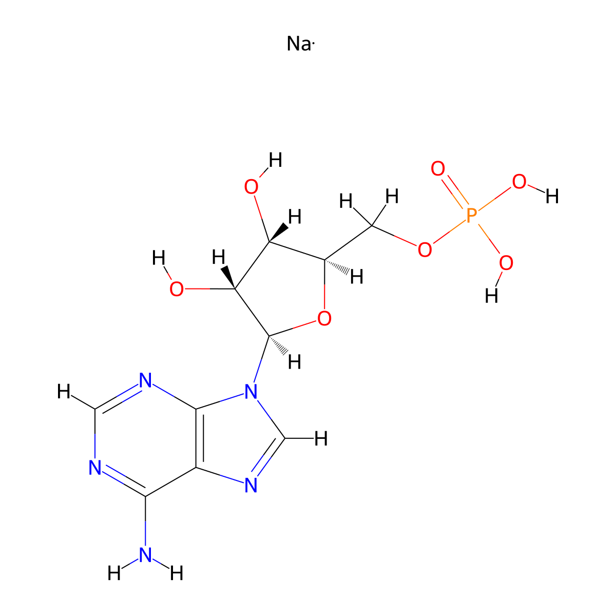 Adenosine 5'-monophosphate sodium salt molecular structure, CAS 13474-03-8
