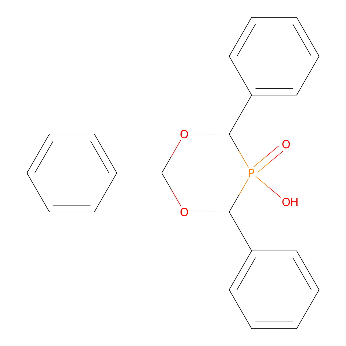 5-Hydroxy-2,4,6-triphenyl-1,3,5lambda~5~-dioxaphosphinan-5-one molecular structure, CAS 13474-66-3
