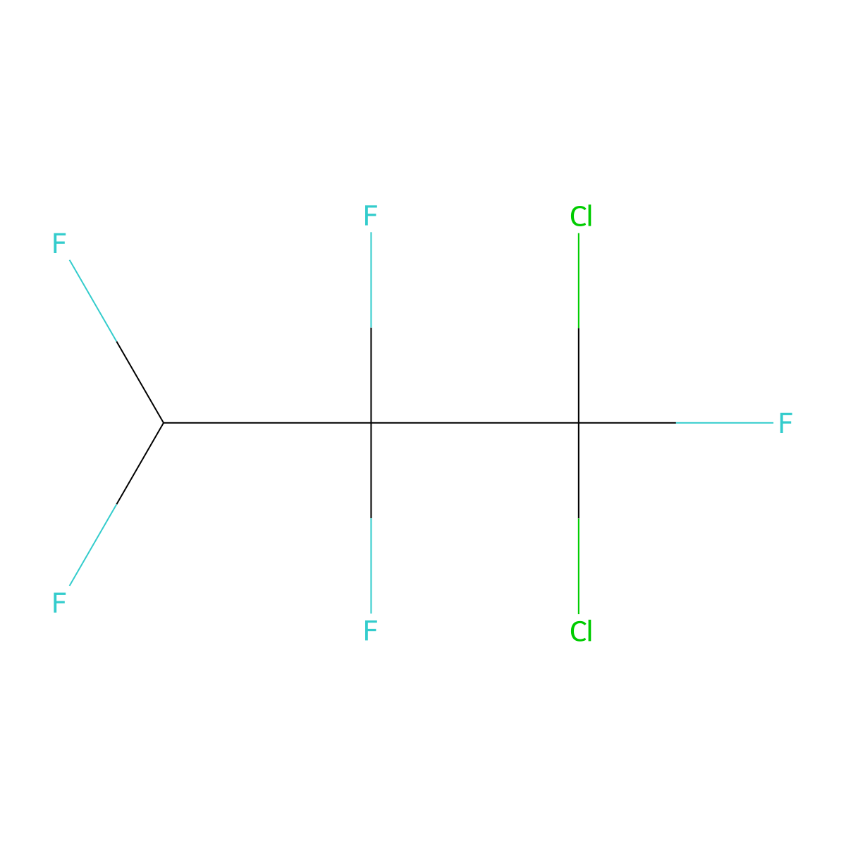 1,1-Dichloro-1,2,2,3,3-pentafluoropropane molecular structure, CAS 13474-88-9