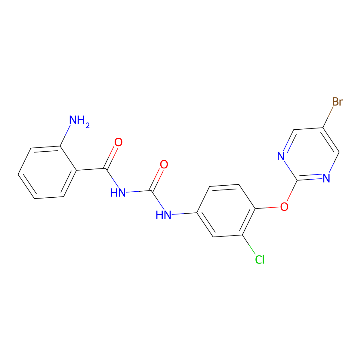 2-amino-N-[[4-(5-bromopyrimidin-2-yl)oxy-3-chlorophenyl]carbamoyl]benzamide molecular structure, CAS 134742-26-0