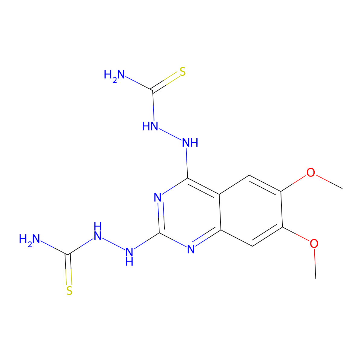 Hydrazinecarbothioamide, 2,2'-(6,7-dimethoxy-2,4-quinazolinediyl)bis- molecular structure, CAS 134749-24-9