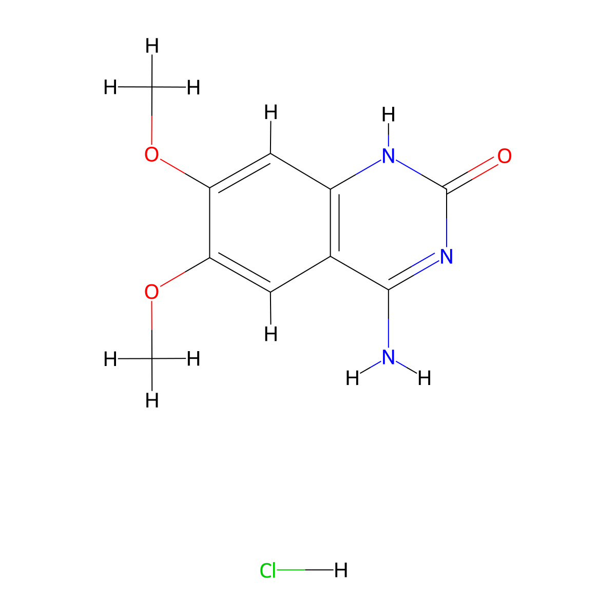 2(1H)-Quinazolinone, 4-amino-6,7-dimethoxy-, monohydrochloride molecular structure, CAS 134749-43-2