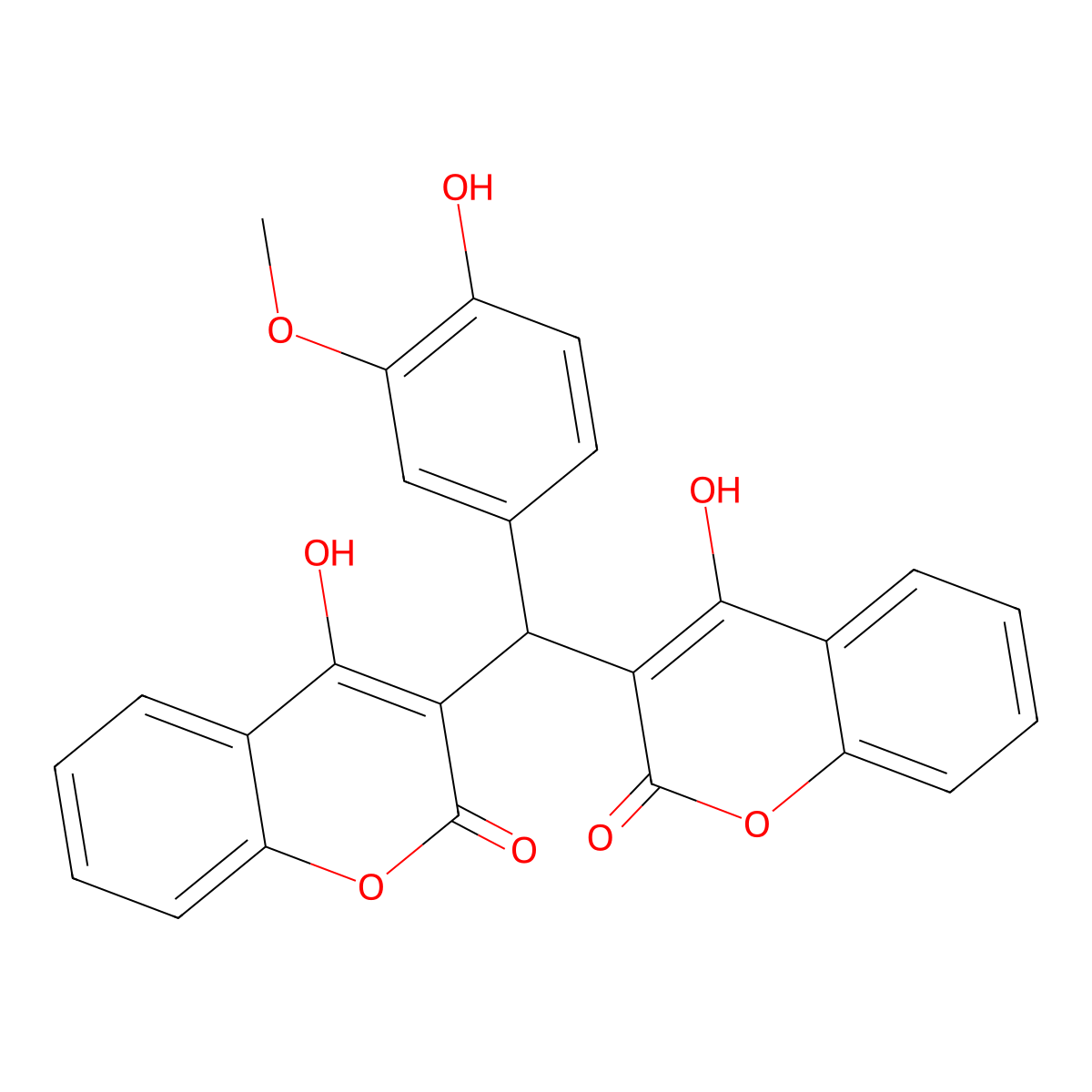 3,3'-((4-Hydroxy-3-methoxyphenyl)methylene)bis(4-hydroxy-2h-chromen-2-one) molecular structure, CAS 13475-35-9