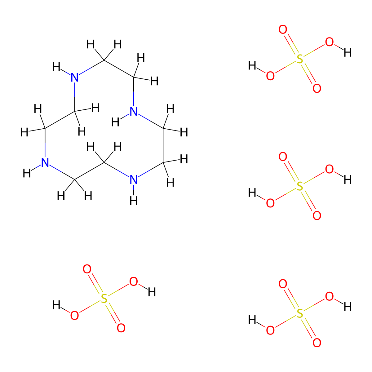 Sulfuric acid--1,4,7,10-tetraazacyclododecane (4/1) molecular structure, CAS 134765-72-3