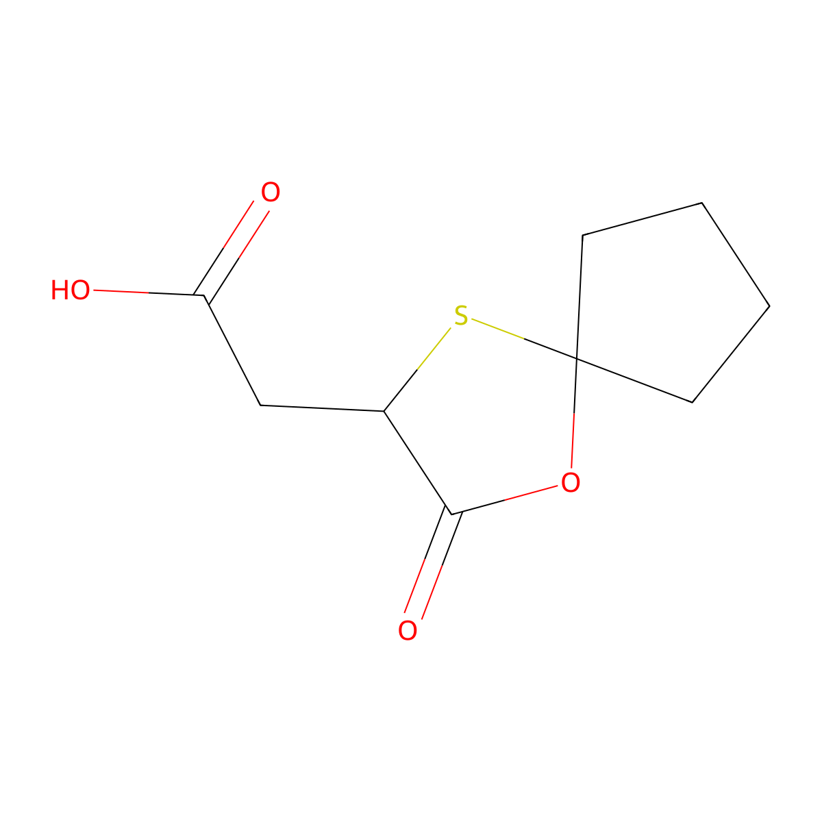 2-{2-Oxo-1-oxa-4-thiaspiro[4.4]nonan-3-yl}acetic acid molecular structure, CAS 134767-82-1