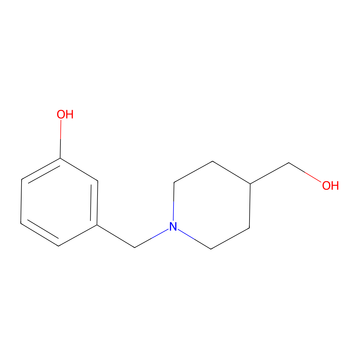 3-{[4-(Hydroxymethyl)piperidin-1-yl]methyl}phenol molecular structure, CAS 1347693-45-1