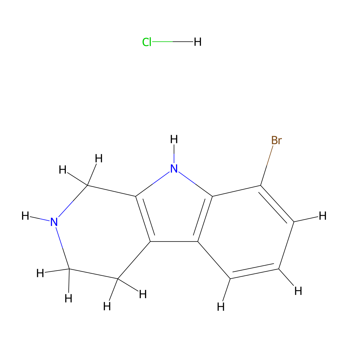 8-bromo-1H,2H,3H,4H,9H-pyrido[3,4-b]indole hydrochloride molecular structure, CAS 1347701-38-5