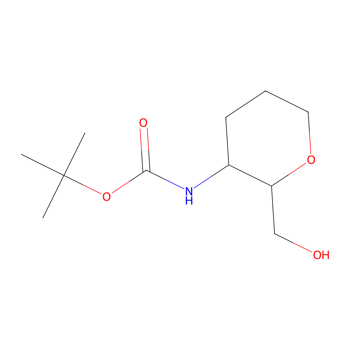 Tert-butyl N-[(2S,3S)-2-(hydroxymethyl)tetrahydropyran-3-YL]carbamate molecular structure, CAS 1347744-22-2