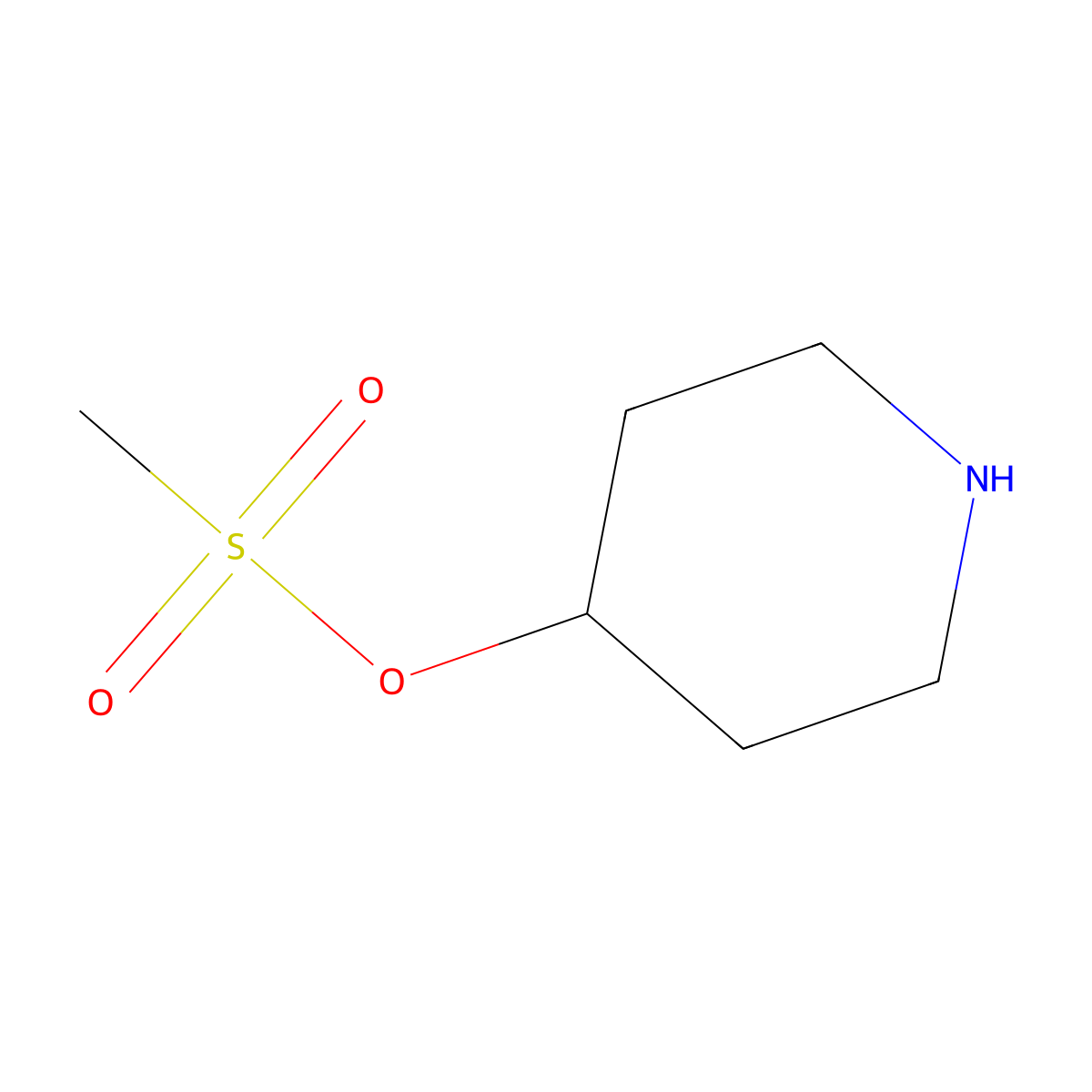 Piperidin-4-yl methanesulfonate molecular structure, CAS 1347747-71-0