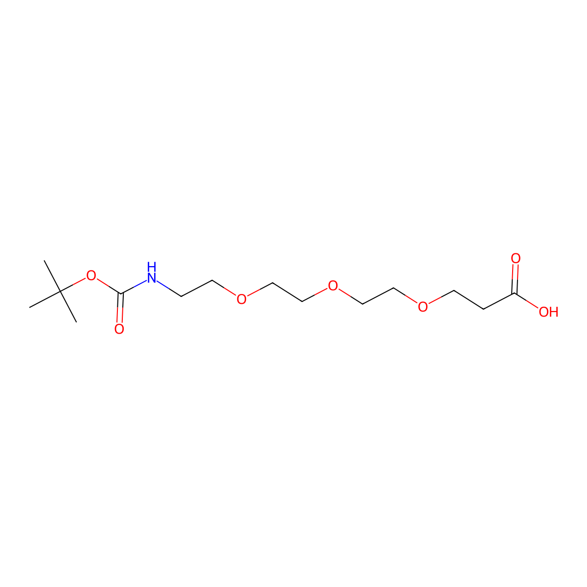 3-(2-(2-(2-(((Tert-butoxy)carbonyl)amino)ethoxy)ethoxy)ethoxy)propanoic acid molecular structure, CAS 1347750-75-7