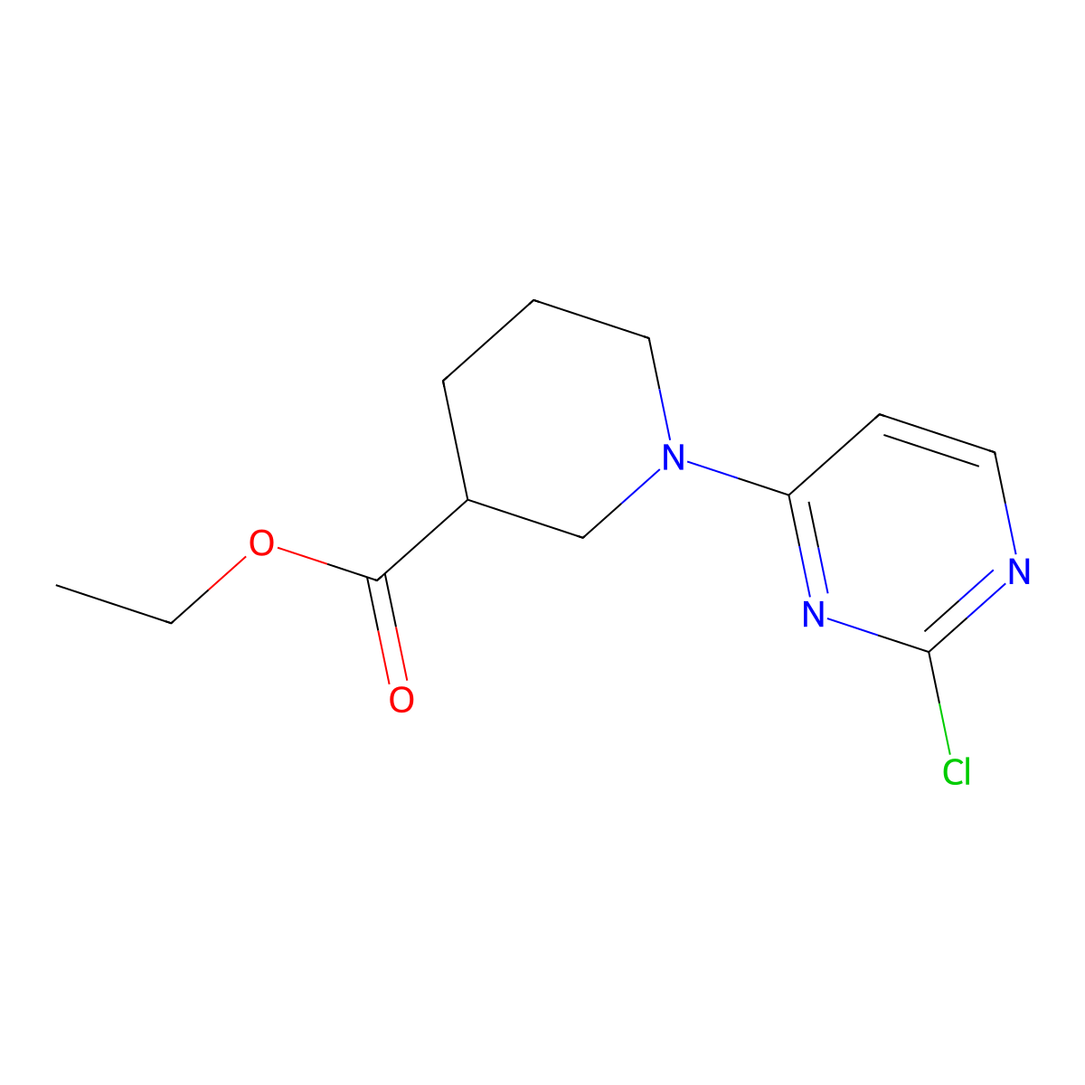 Ethyl 1-(2-chloropyrimidin-4-yl)piperidine-3-carboxylate molecular structure, CAS 1347757-99-6