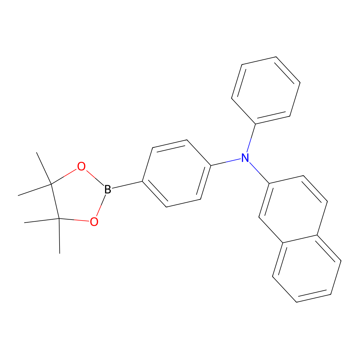 N-Phenyl-N-(4-(4,4,5,5-tetramethyl-1,3,2-dioxaborolan-2-yl)phenyl)naphthalen-2-amine molecular structure, CAS 1347758-75-1