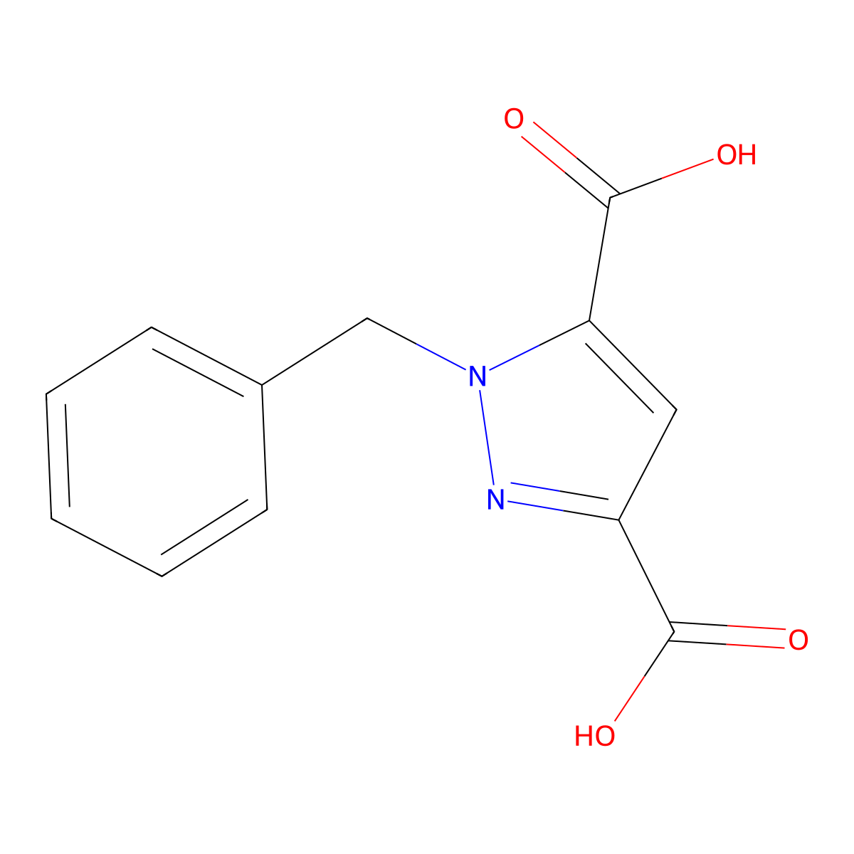 1-Benzyl-1H-pyrazole-3,5-dicarboxylic acid molecular structure, CAS 134778-24-8