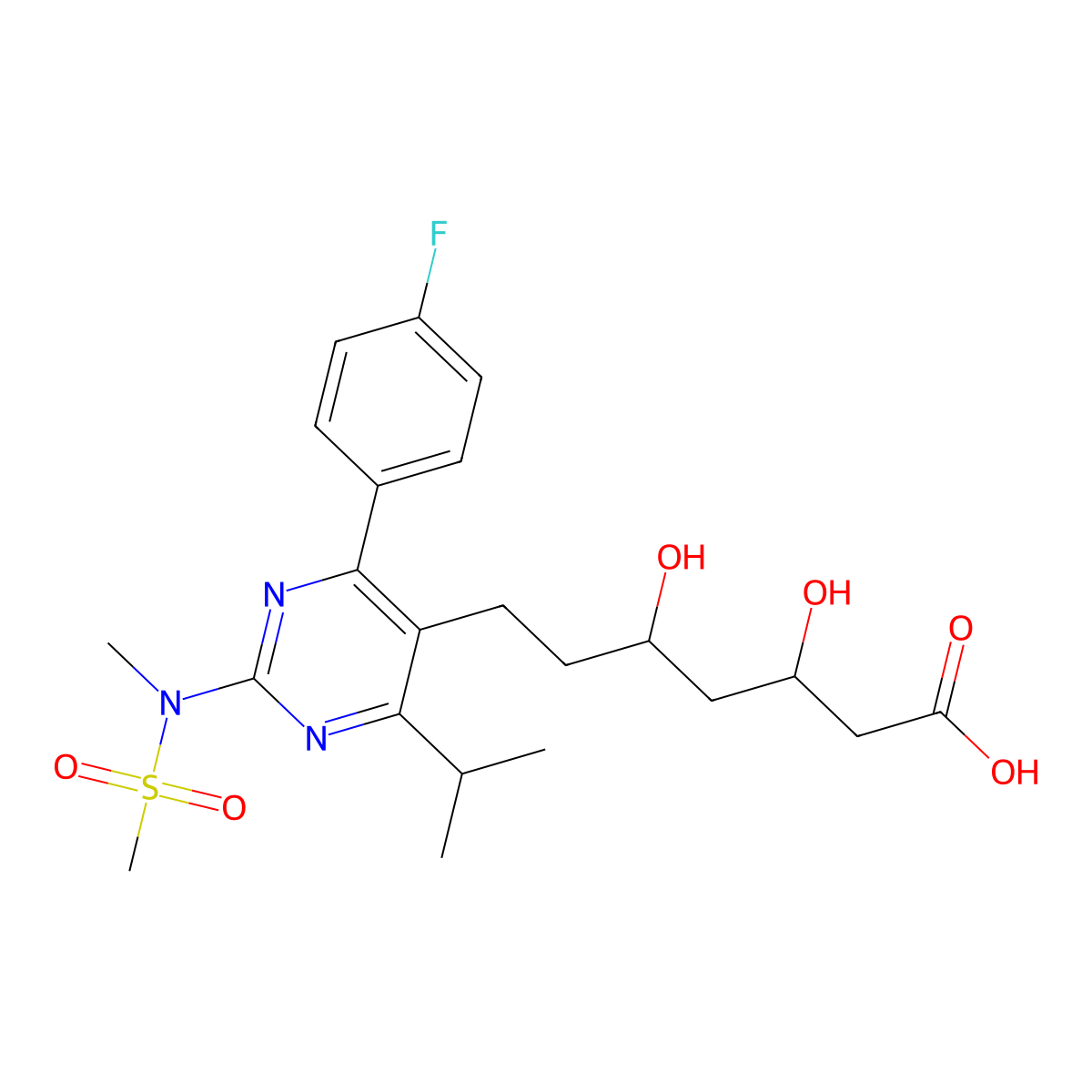 7-[4-(4-Fluoro-phenyl)-6-isopropyl-2-(methanesulfonyl-methyl-amino)-pyrimidin-5-YL]-3,5-dihydroxy-heptanoic acid molecular structure, CAS 1347797-73-2
