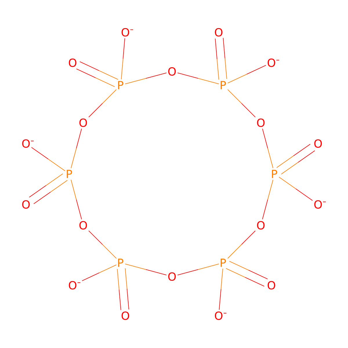 Hexametaphosphate molecular structure, CAS 13478-98-3