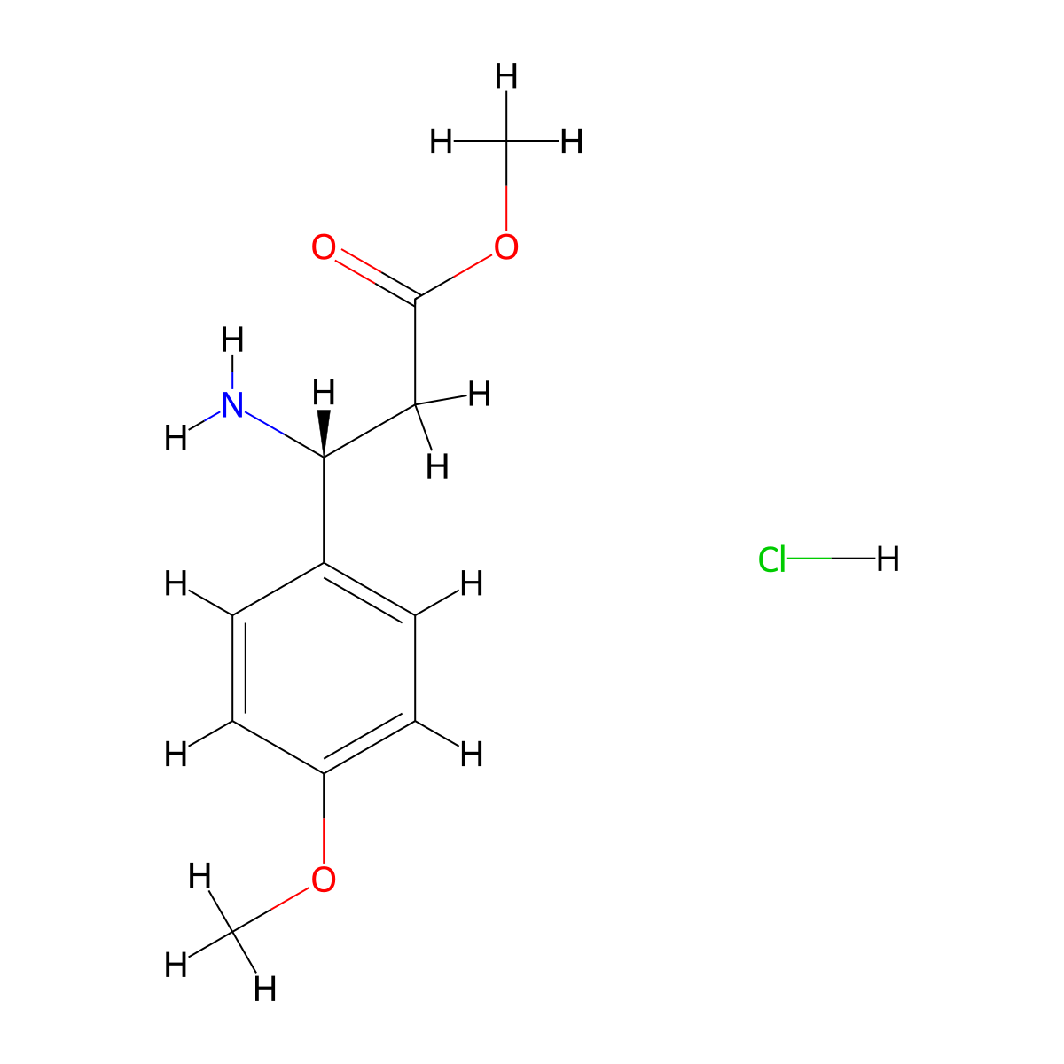 (R)-Methyl 3-Amino-3-(4-methoxyphenyl)-propanoate Hydrochloride molecular structure, CAS 134781-82-1