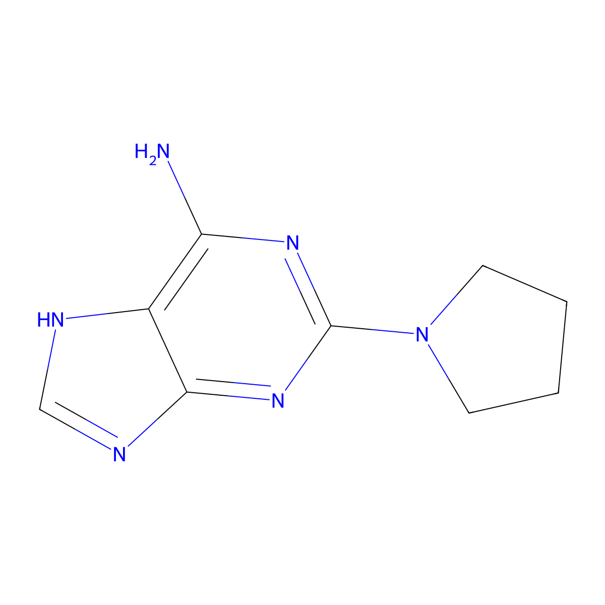 2-(pyrrolidin-1-yl)-9H-purin-6-amine molecular structure, CAS 1347867-13-3