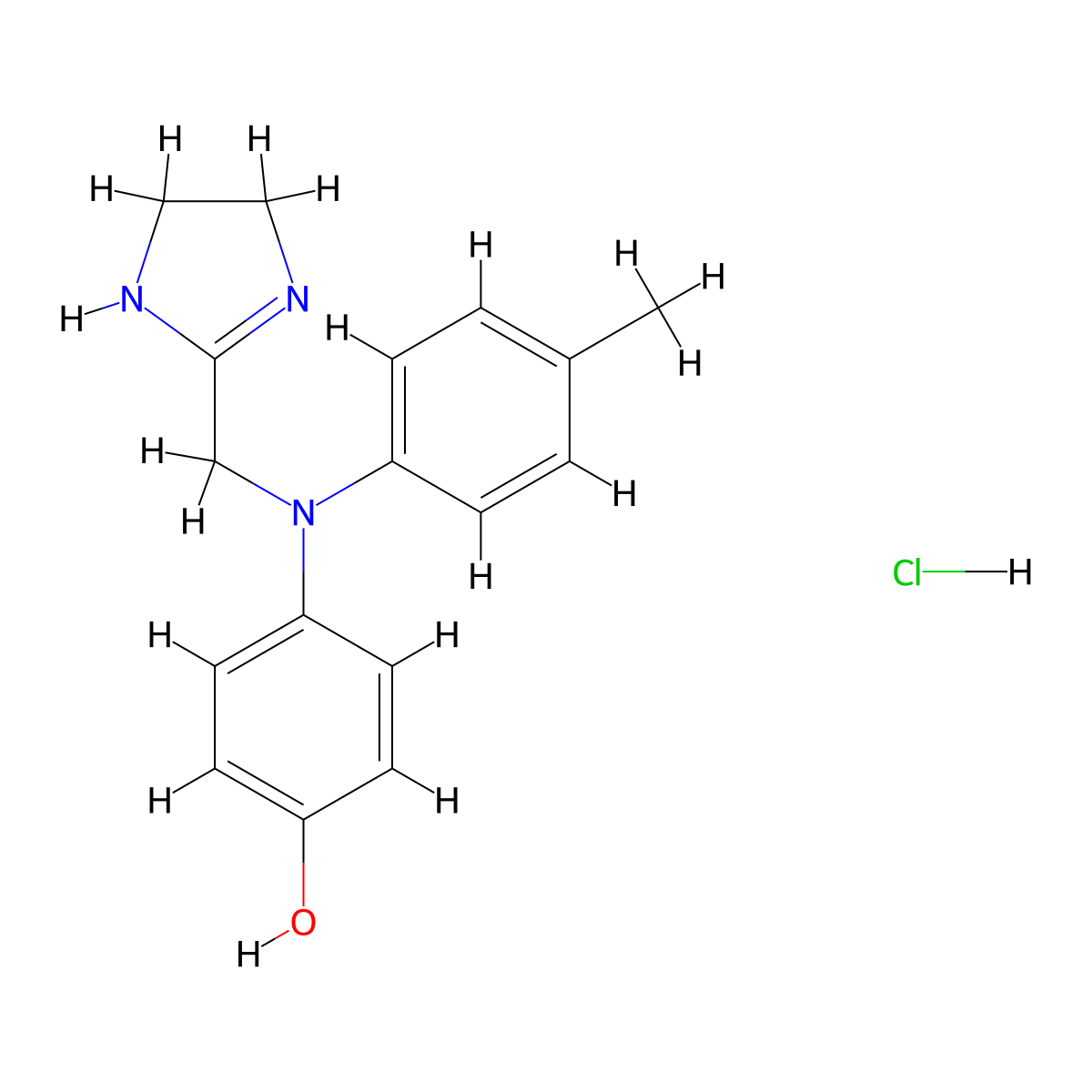 4-(((4,5-Dihydro-1H-imidazol-2-yl)methyl)(p-tolyl)amino)phenol hydrochloride molecular structure, CAS 1347884-84-7