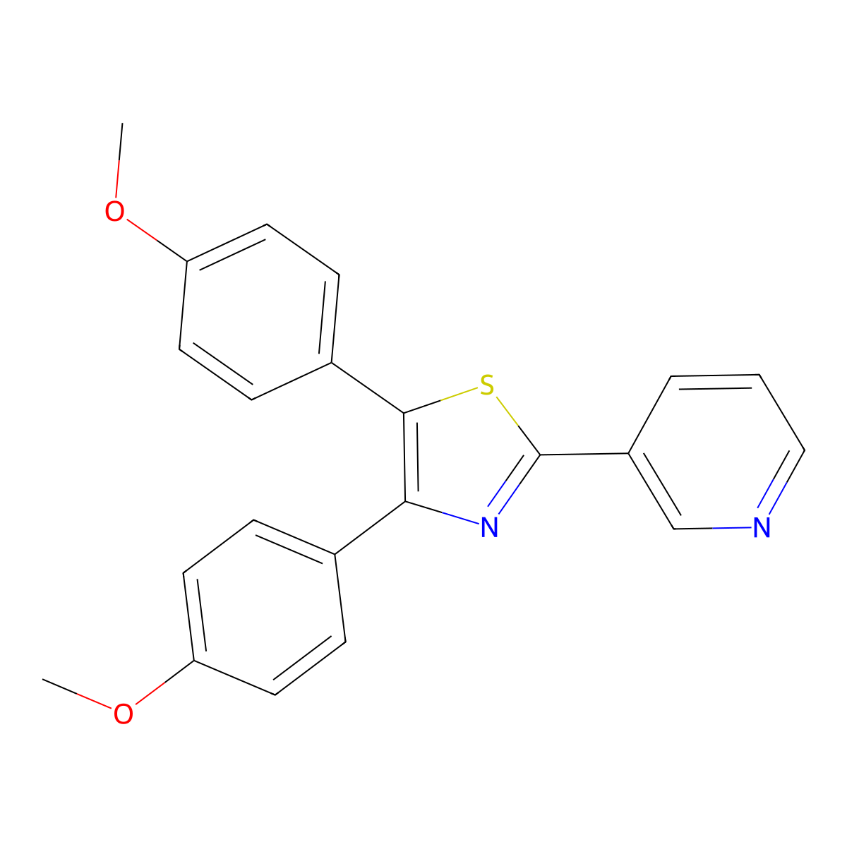 4-[4-(4-Methoxyphenyl)-2-(3-pyridinyl)-1,3-thiazol-5-yl]phenyl methyl ether molecular structure, CAS 134789-92-7