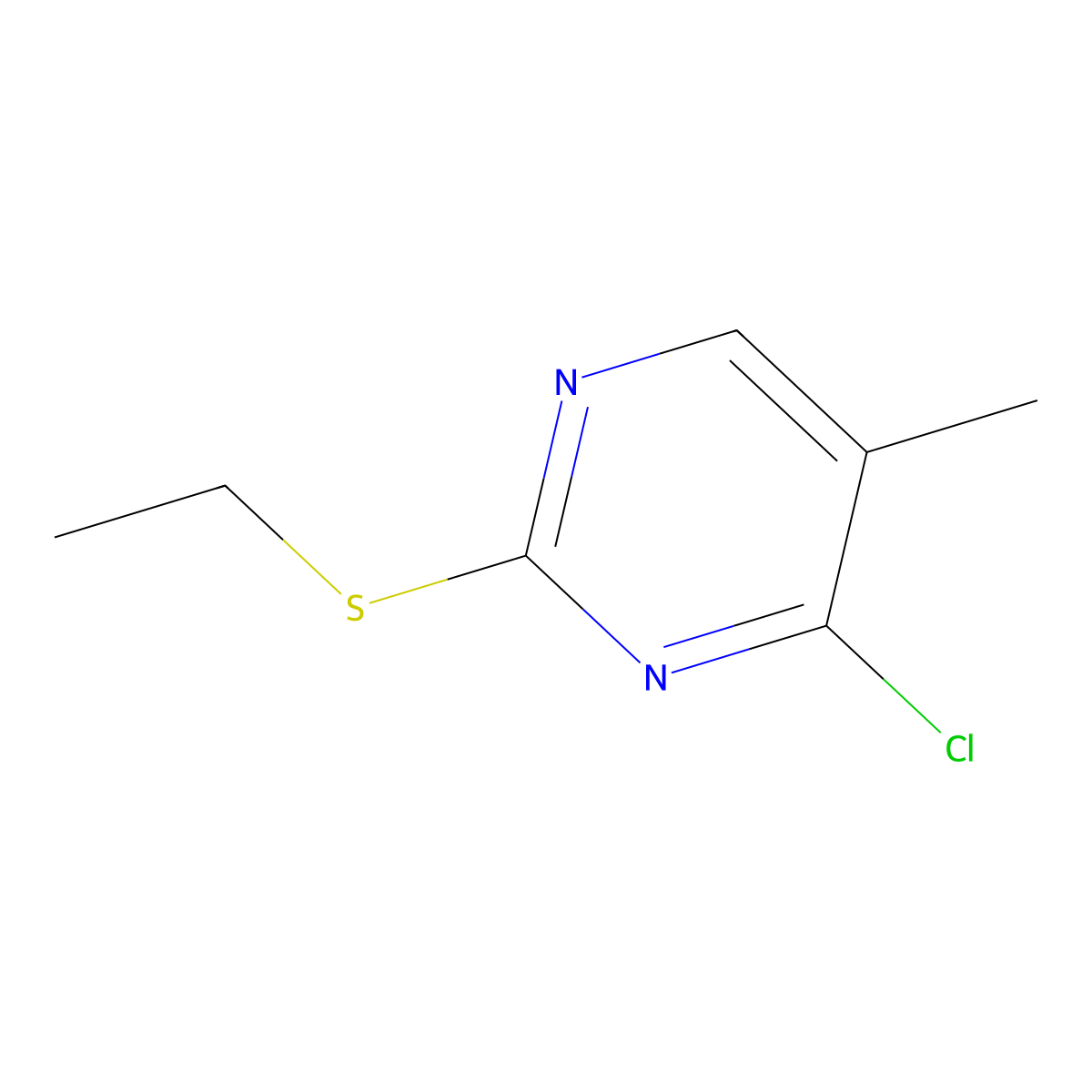 4-Chloro-2-(ethylsulfanyl)-5-methylpyrimidine molecular structure, CAS 13480-96-1