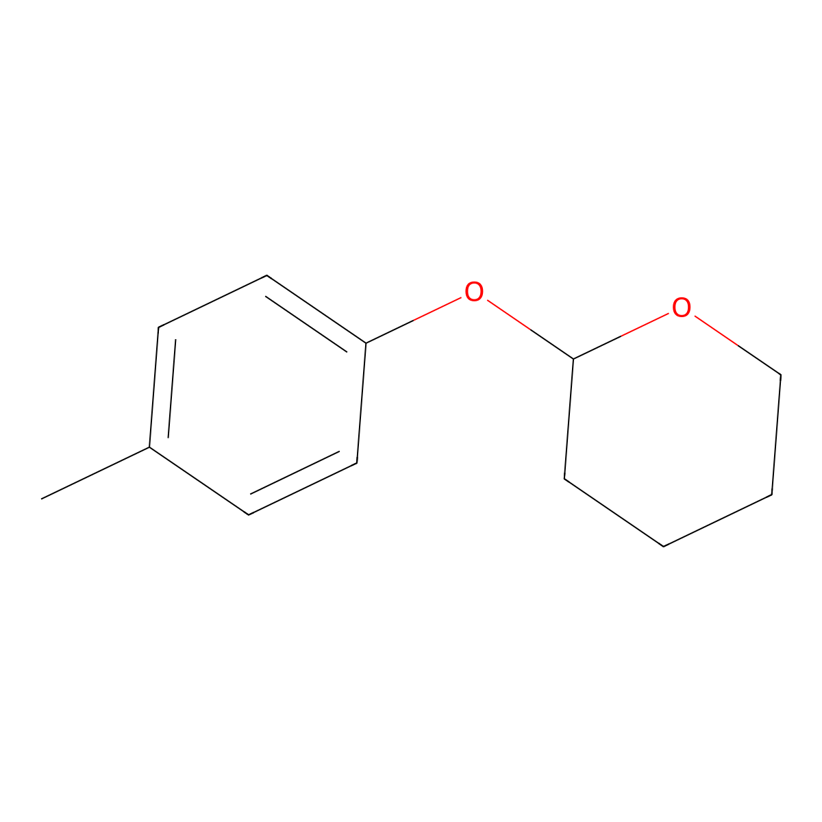 Tetrahydro-2-(4-methylphenoxy)-2H-pyran molecular structure, CAS 13481-09-9