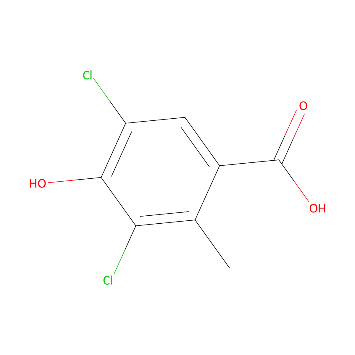 3,5-Dichloro-4-hydroxy-2-methylbenzoic acid molecular structure, CAS 13481-69-1