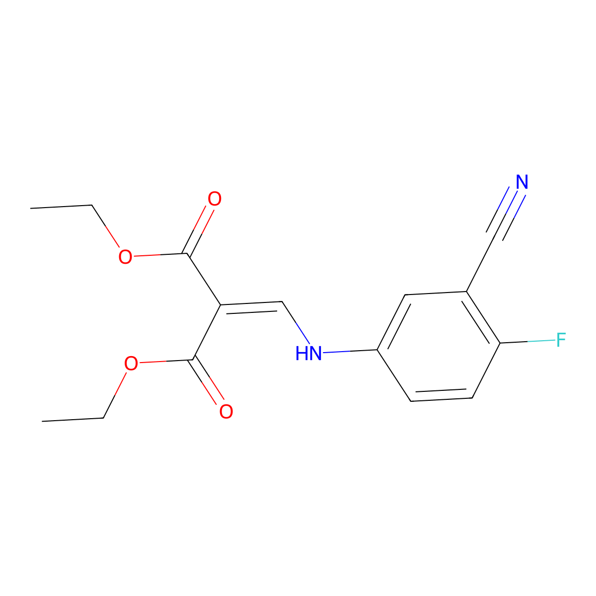 Diethyl 2-((3-cyano-4-fluorophenylamino)methylene)malonate molecular structure, CAS 134811-49-7