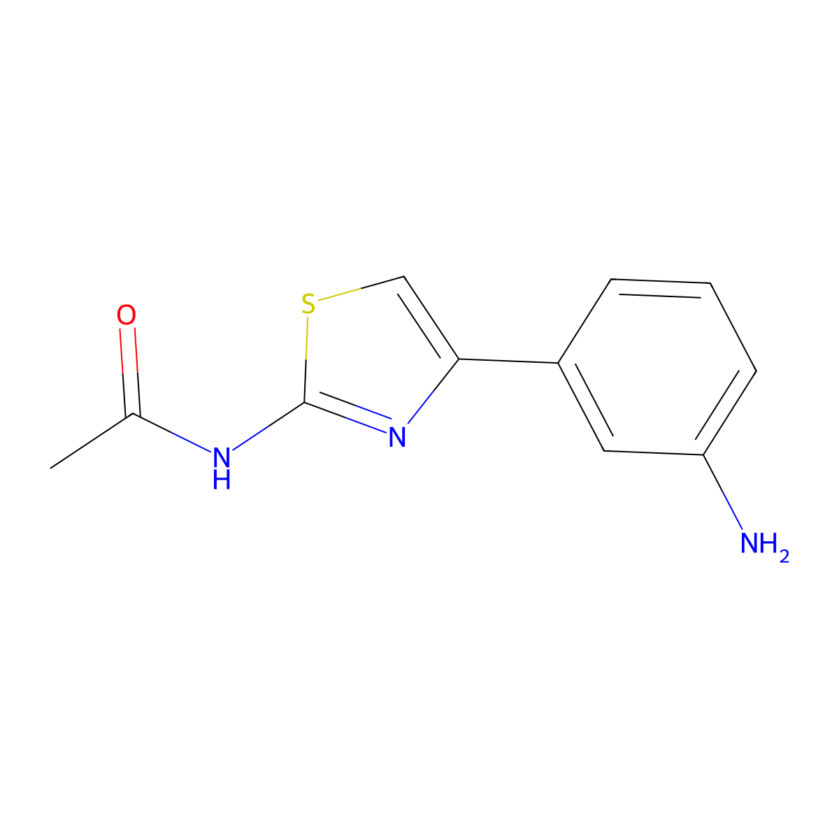 N-[4-(3-aminophenyl)-2-thiazolyl]acetamide molecular structure, CAS 134812-30-9