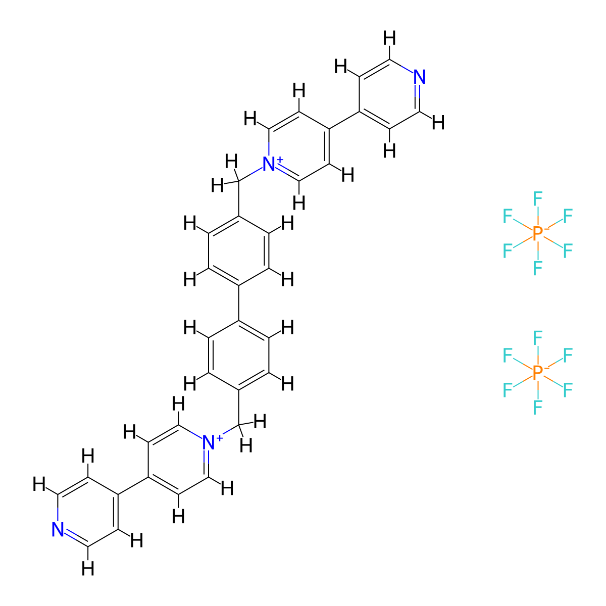 1,1'-[Biphenyl-4,4'-diylbis(methylene)]bis(4,4'-bipyridinium) Bis(hexafluorophosphate) molecular structure, CAS 134815-78-4