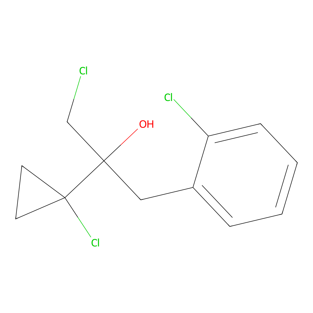 1-Chloro-2-(1-chlorocyclopropyl)-3-(2-chlorophenyl)propan-2-ol molecular structure, CAS 134818-67-0