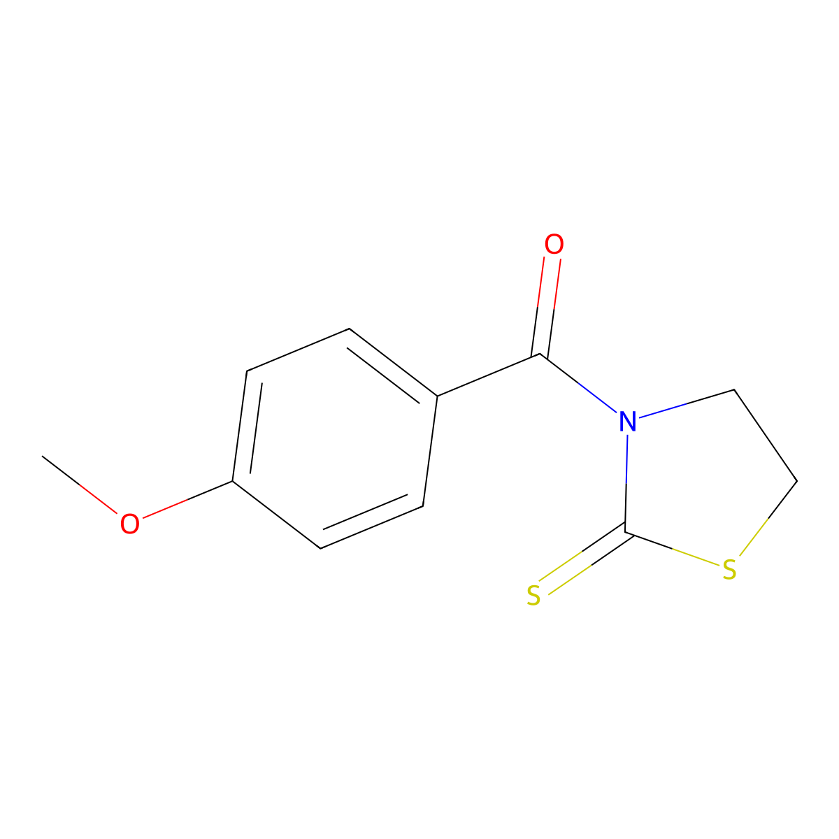 3-(4-Methoxybenzoyl)-1,3-thiazolidine-2-thione molecular structure, CAS 134821-22-0