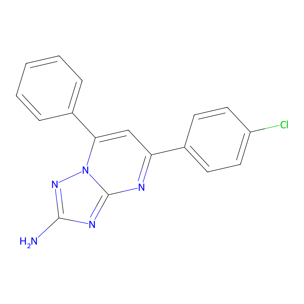 5-(4-Chlorophenyl)-7-phenyl-[1,2,4]triazolo[1,5-a]pyrimidin-2-amine molecular structure, CAS 134834-71-2