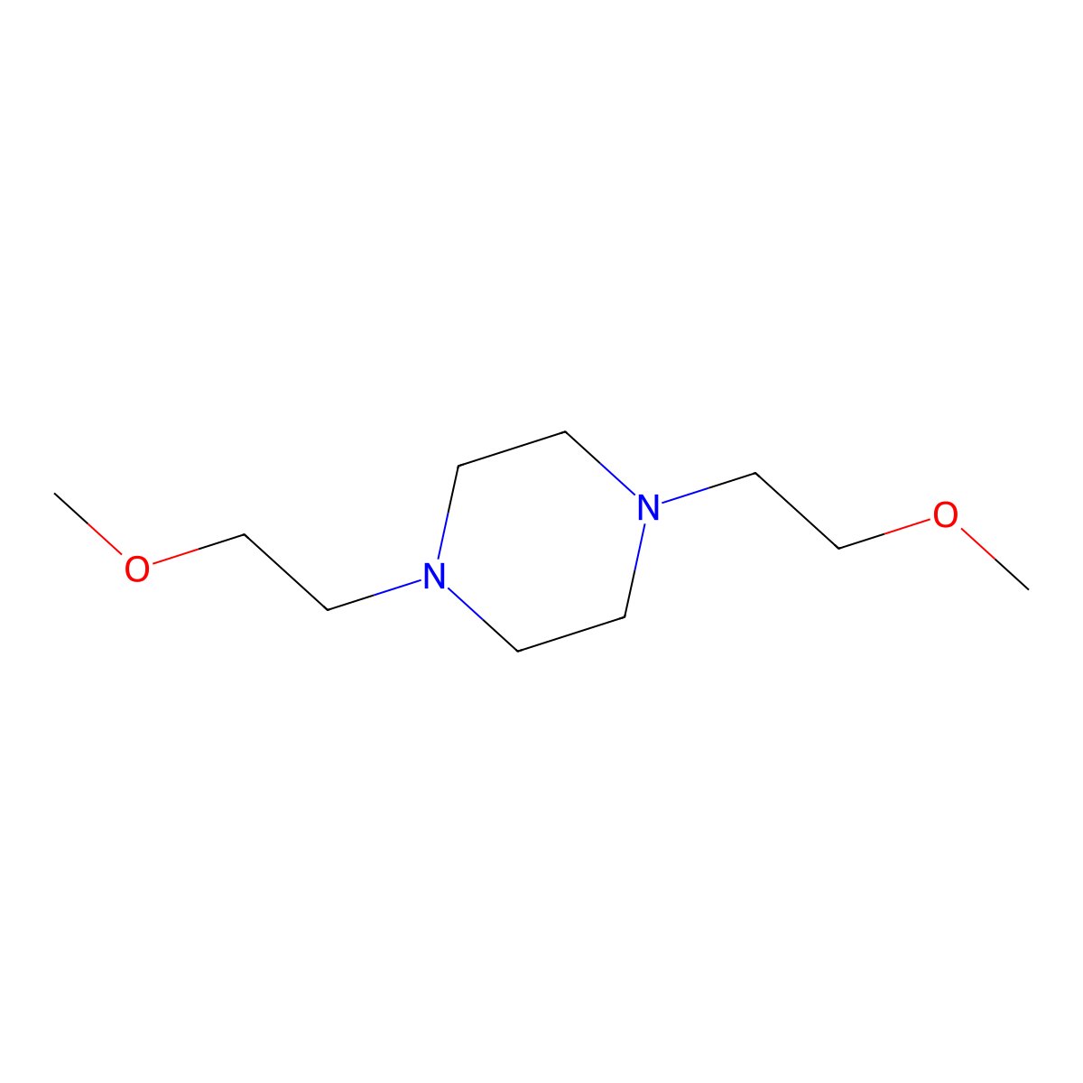 1,4-Bis(2-methoxyethyl)piperazine molecular structure, CAS 13484-41-8
