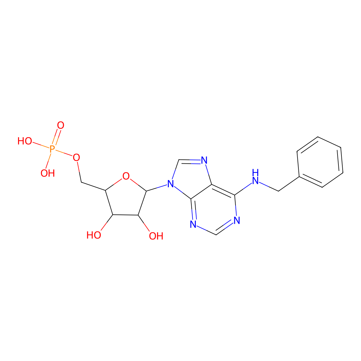 Benzyl-amp molecular structure, CAS 13484-66-7
