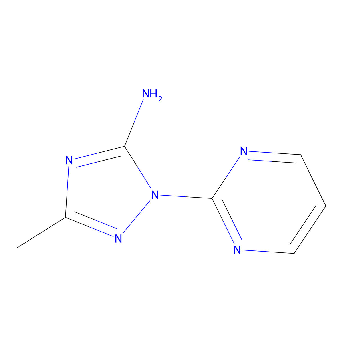 3-methyl-1-(pyrimidin-2-yl)-1H-1,2,4-triazol-5-amine molecular structure, CAS 134845-20-8
