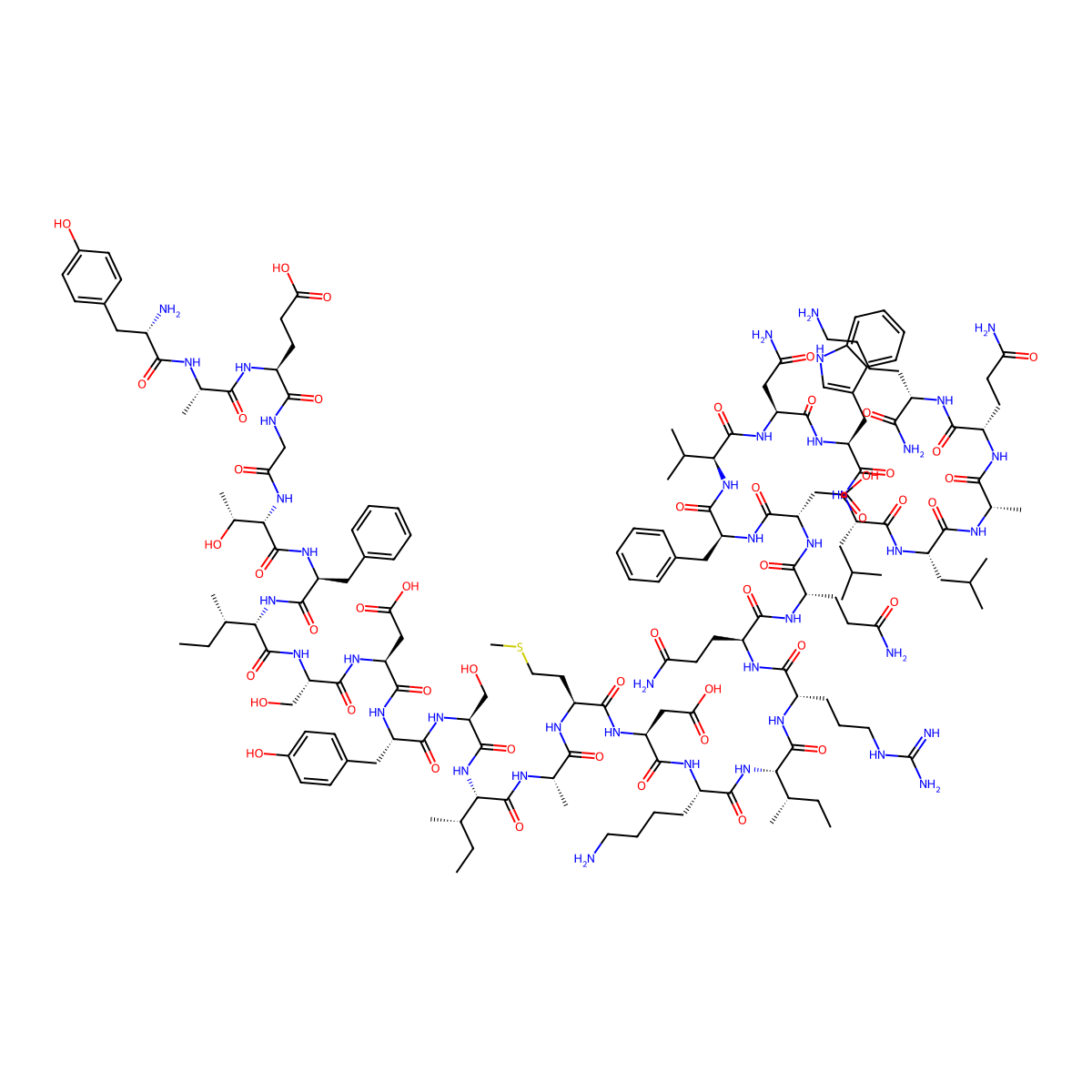 H-Tyr-Ala-Glu-Gly-Thr-Phe-Ile-Ser-Asp-Tyr-Ser-Ile-Ala-Met-Asp-Lys-Ile-Arg-Gln-Gln-Asp-Phe-Val-Asn-Trp-Leu-Leu-Ala-Gln-Lys-NH2 molecular structure, CAS 134846-93-8