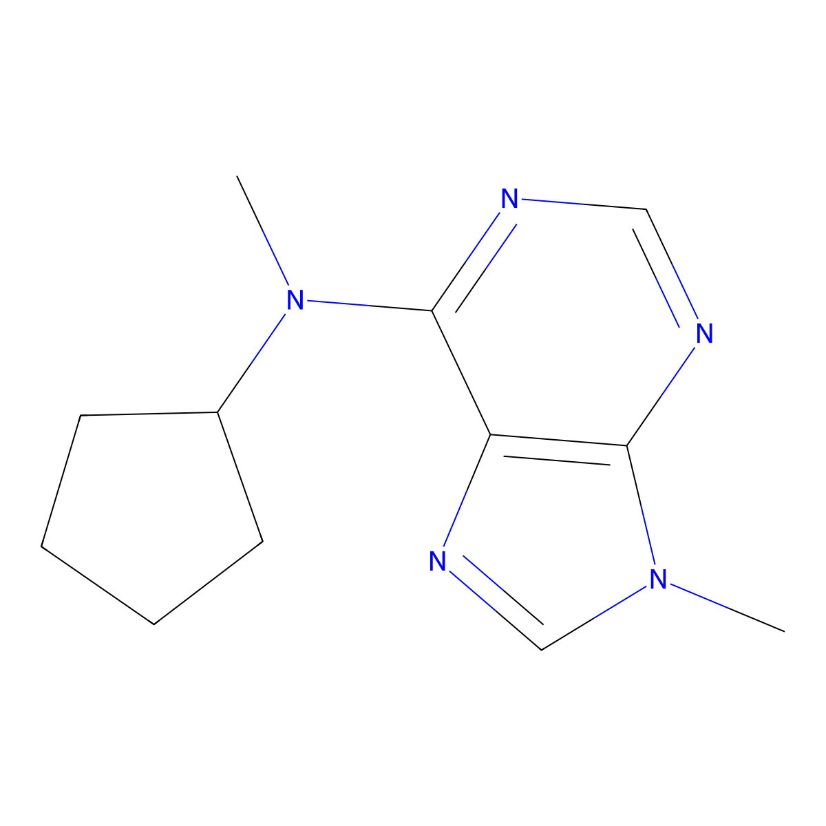 N-cyclopentyl-N,9-dimethyl-9H-purin-6-amine molecular structure, CAS 1348555-71-4